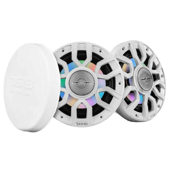 DS18 NXL-IQ6/WH 6.5" 2-Way 300W Max Marine Coaxial Speakers w/ LED Lights (White)