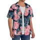 thumbnail image 2 of Balery Rose Flowers Camisa Casual de Manga Corta con Botones para Hombre, Texturizada, Estilo Cubano, para Playa, Verano-Small, 2 of 5