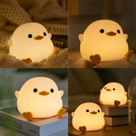 

DUFDIEJ Charming and adorable Rechargeable USB silicone duck night lamp with touch sensor and timing function - Perfect mood light for kids‘ bedroom and sweet dreams - Ideal gift for chil