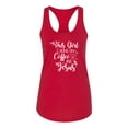 thumbnail image 2 of Wild Bobby This Girl Runs On Coffee And Jesus Inspirational/Christian Women Racerback Tank Top, Red, Large, 2 of 5