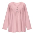 thumbnail image 4 of Lenpel Women's Plus Size Tops Long Sleeve V Neck Pleated Textured T Shirts Loose Tunic Tees Dressy Casual Blouses(Pink,XX-Large), 4 of 7