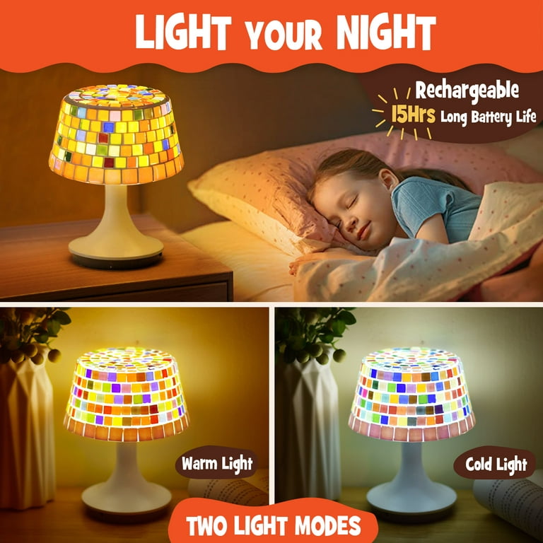 Mosaic Night Light Kit, Arts and Crafts for Kids Ages 8-12, DIY
