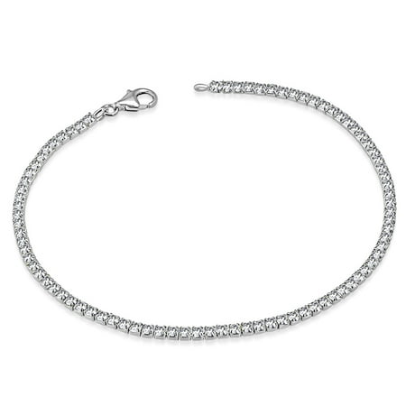 925 Sterling Silver White Clear Round CZ Classic Tennis Bracelet, 7.5"