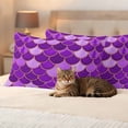 thumbnail image 3 of Purple Fish Scale Outdoor Waterproof Pillow Covers, Modern Geometric Ombre Abstract Moroccan Decorative Rectangle Throw Pillowcase Sofa Cushion Sham for Patio/Couch/Chair, 20"x12" 2 Pack, 3 of 8