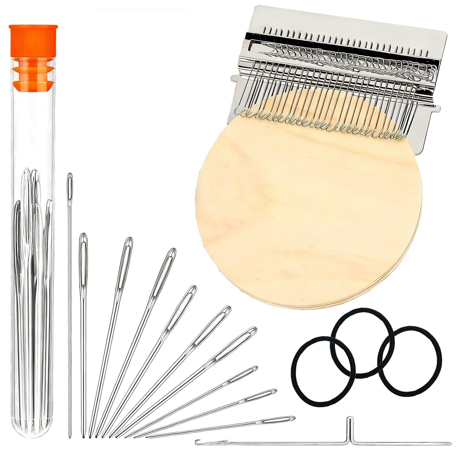 Kit Rammendo A Telaio In Legno E Acciaio – 14/21/28/42 Ganci, Mini Telaio Portatile Per Toppe E DIY