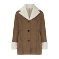 thumbnail image 4 of Lindreshi Winter Coats for Women 2023 Trendy Women Winter Warm Composite Plush Button Lapel Collar Jacket Outwear Coat with Pokets, 4 of 6