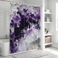 thumbnail image 5 of Purple Black Geometric Shower Curtain Set - Long 72" x 84" Washable Bathtub Curtain with 12 Hooks, Modern Abstract Crystals Artwork Waterproof Fabric Stall Shower Curtains for Bathroom/Bathtub Décor, 5 of 6
