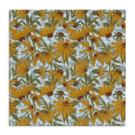 Stupell Industries Black Eyed Susan Pattern Plants & Flowers Painting Wrapped Canvas Art Print Wall Art, 17 x 17