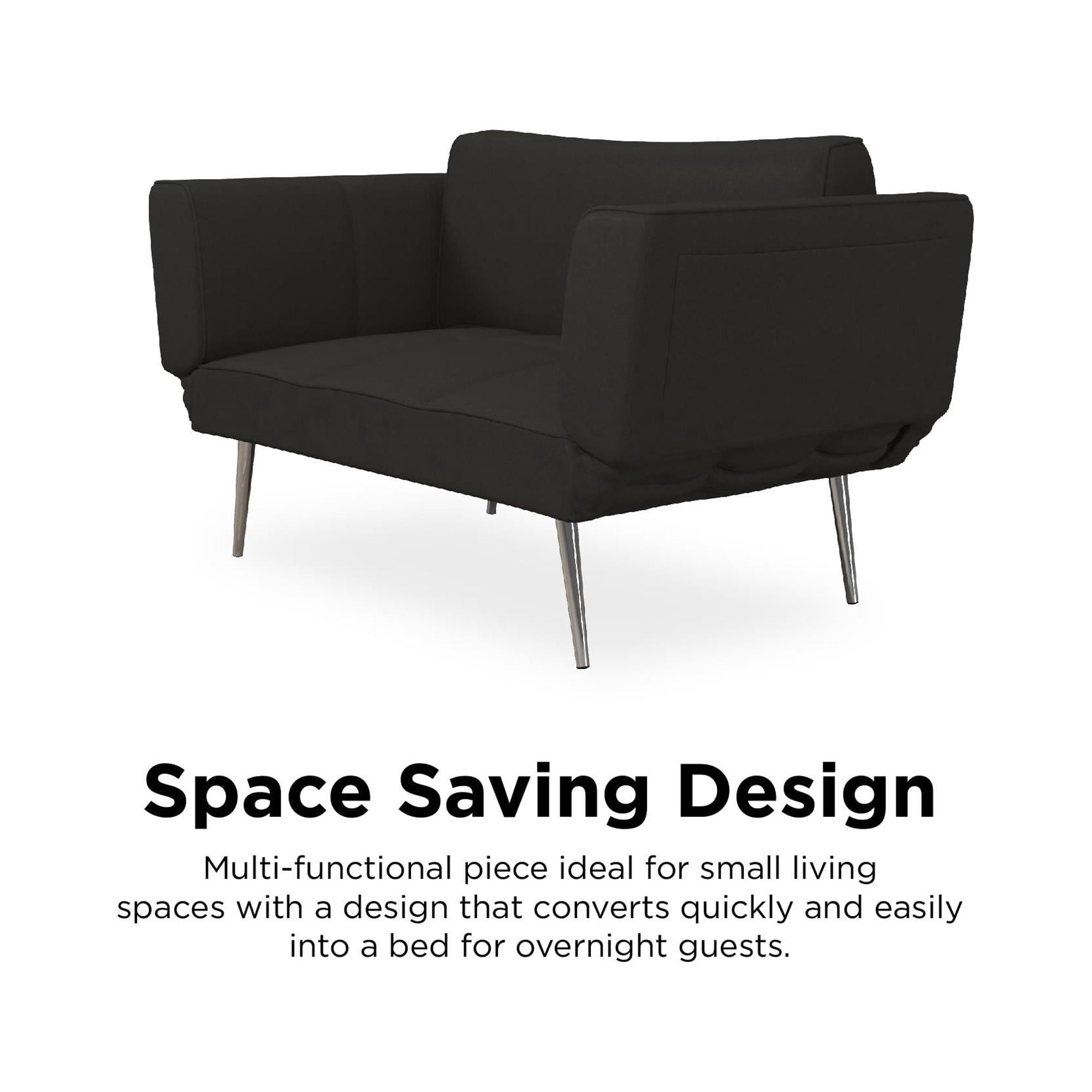 DHP Euro Futon with Magazine Storage, Black