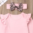 thumbnail image 2 of Bmnmsl Baby Girl Long Sleeve Romper, Leopard Pants & Headband, 3pc Outfit Set, 2 of 4