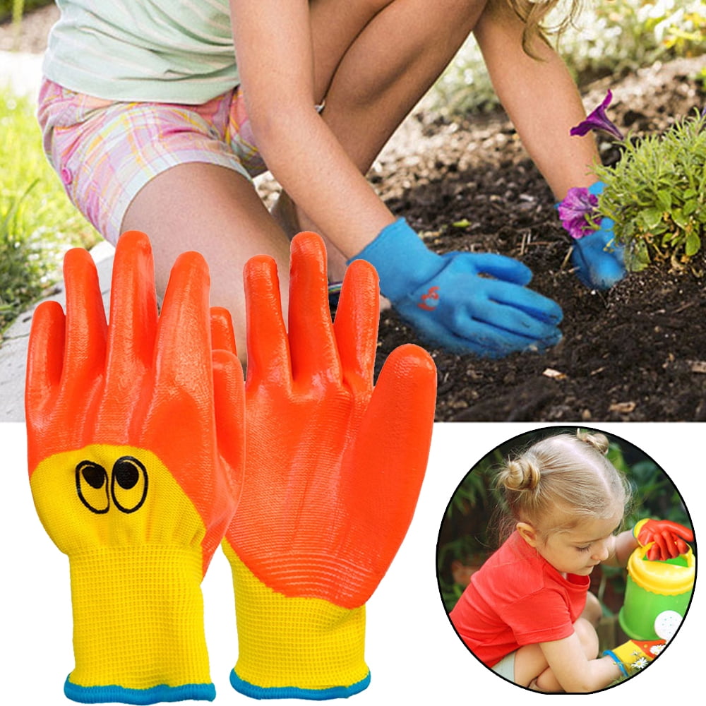 Visland 1Pair Kids Gardening Gloves Nitrile Garden Gloves Children Work