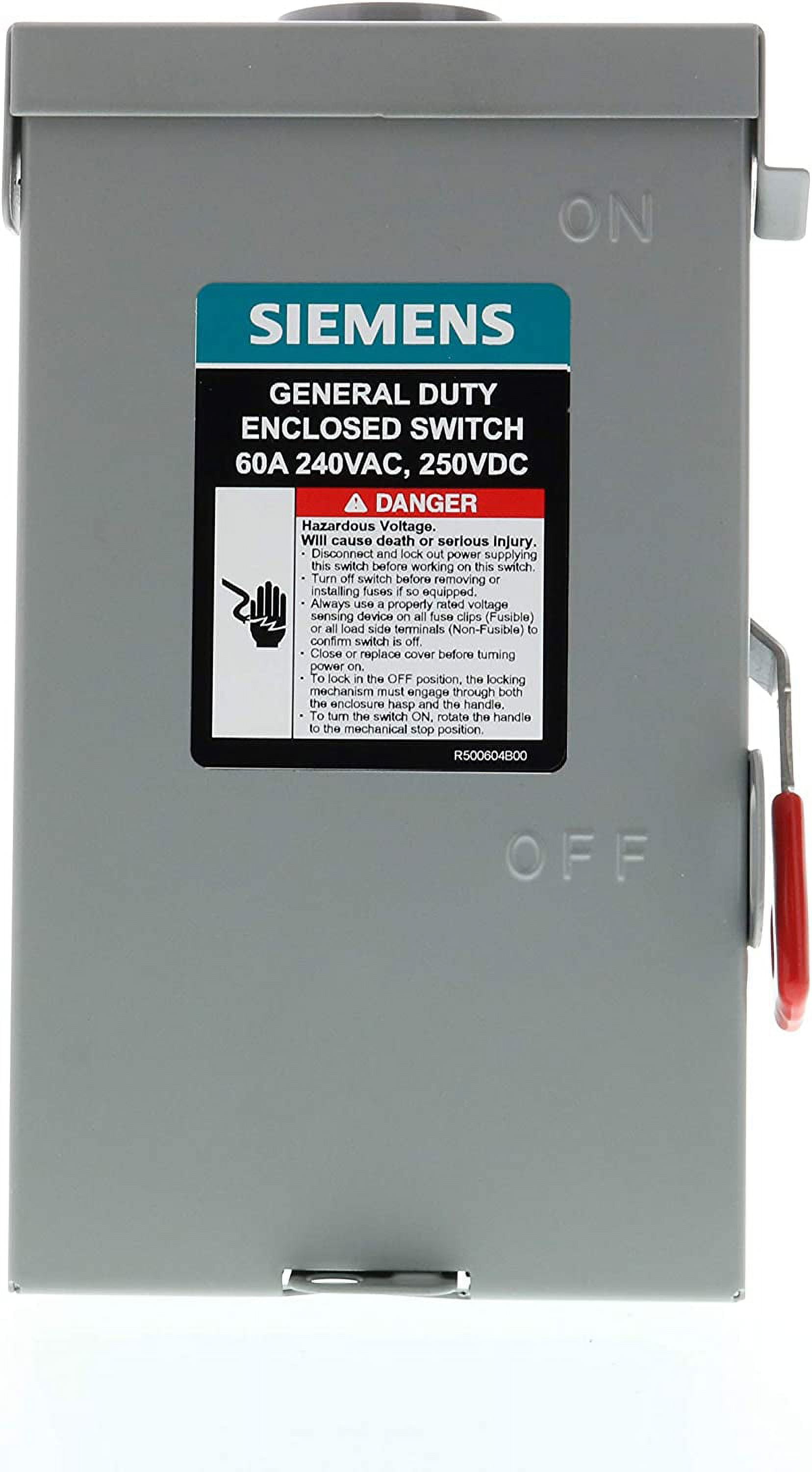 Siemens Non-Fusible, Safety Switch, General Duty, 240 V, 3PST, NEMA 3R GNF322RA