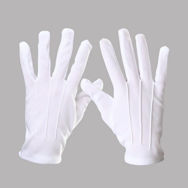 6 Pares De Guantes Blancos – Guantes De Algodón Blanco De 9 Pulgadas Para Desfile De Bandas De Marcha, Joyería De Moneda, Inspección De Plata, Spa Cosmético Hidratante De Manos, Tratamiento