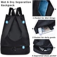 thumbnail image 3 of Drawstring Backpack String Bag Waterproof With Shoes Compartment, Wet Dry Drawstring Bags For Men Women Gym Yoga Shopping Swim, 3 of 9