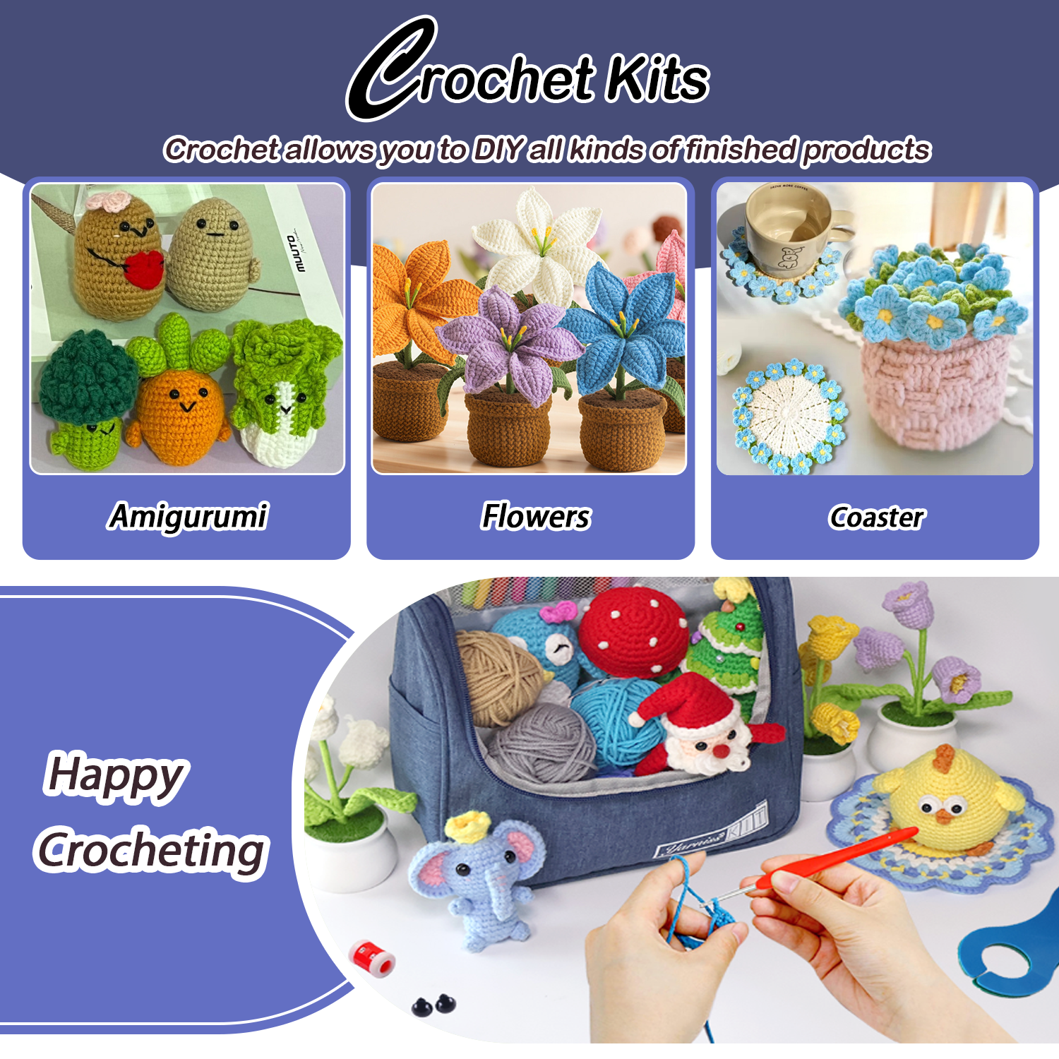 Yarniss Crochet Beginner Kit with 840 Yards Yarn photo 8