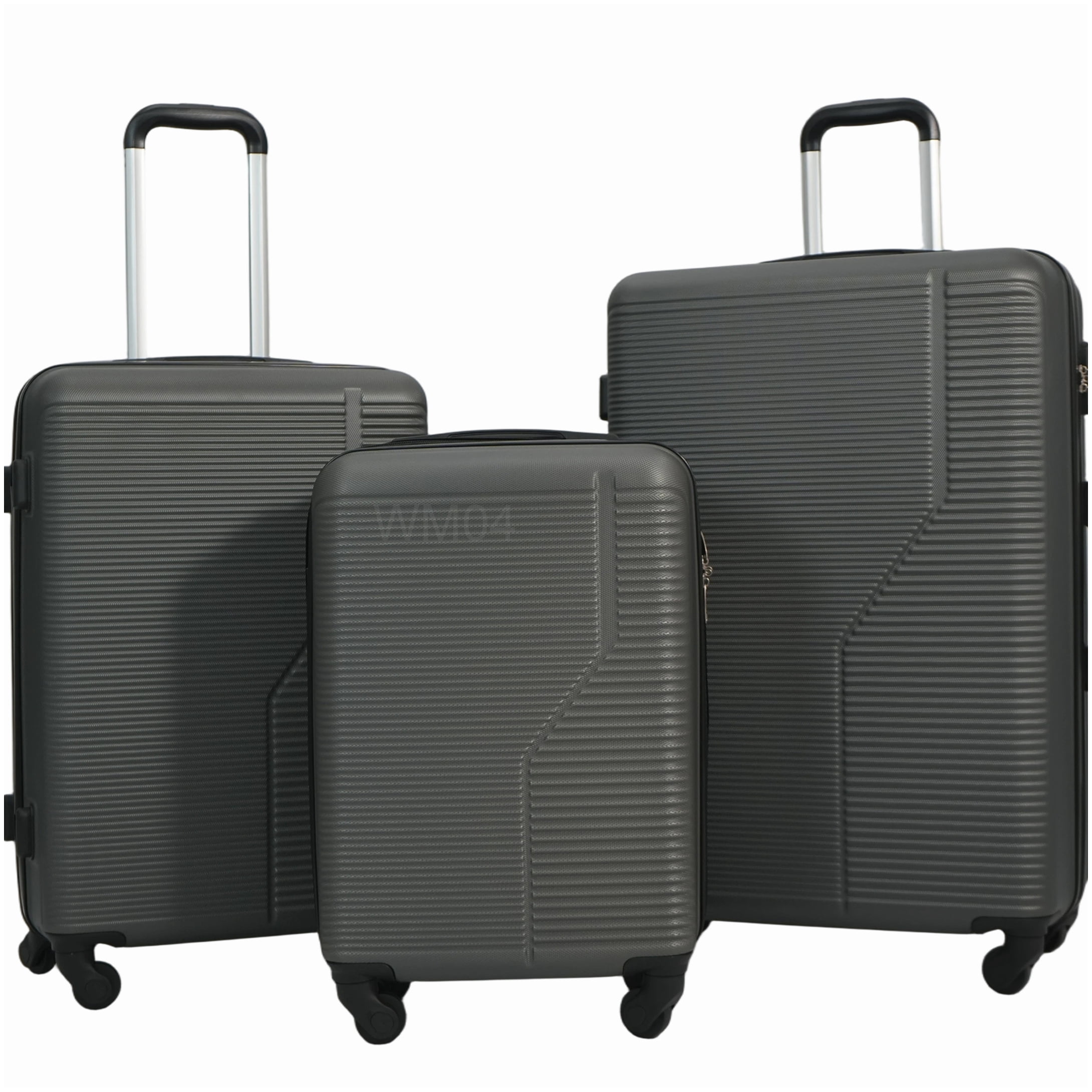 MANGIJOY 360° Spinner Wheel Luggage Set, 7-Piece TSA Lock Suitcases | ABS Hard Shell Lightweight Travel Bags in Dark Grey