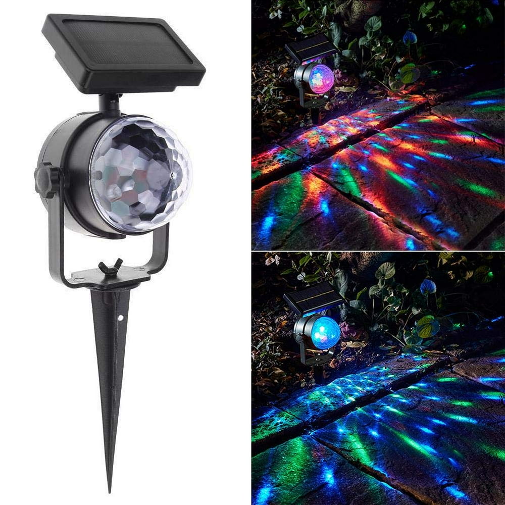 6V 0.3W 14" Solar Powered Ground Light Rotary Color Projector Outdoor