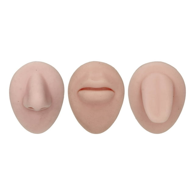 Modelo de cuerpo perforador, simulación 3D, juego de modelos de nariz, lengua y boca de silicona para práctica de perforación