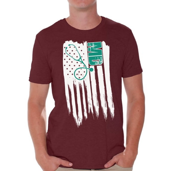 Awkward Styles American Flag MD Medic Men Shirt 4th of July Gifts Retro USA Medic Men T shirt One Nation Pro America Doctor Tshirt for Men Independence Day 4th of July Medical Men T-shirt