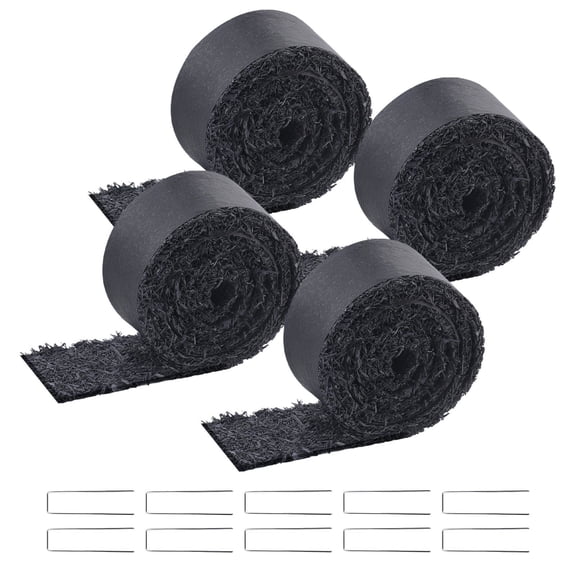 Rubber Mulch for Landscaping, 4 Rolls Recycled Rubber Mulch Mat 120 x 4.5 in, Natural-Looking Black Permanent Garden Pathway, Weed Barrier and Edging for Plants, Vegetables, Flower Beds, Outdoor Yard