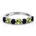 thumbnail image 2 of Gem Stone King 925 Sterling Silver Black Onyx and Green Peridot Anniversary Ring for Women (1.14 Cttw, Round Gemstone Birthstone, Size 9), 2 of 4