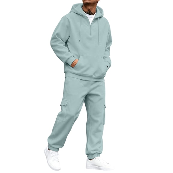 Men’s 2 Piece Tracksuit Cotton Blend Pullover Warm Sweatsuit Jogging Suit Sweatsuit Relaxed Fit Workout Sweats Set Drawstring Waist Streetwear