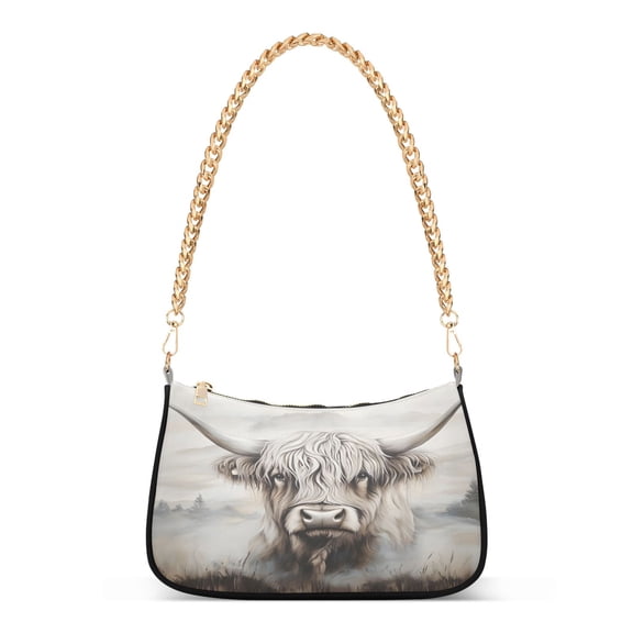 ALAZA Vintage Highland Cattle Women's Chain Shoulder Bag Hobo Handbag Tote Crossbody Purse
