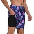 thumbnail image 2 of Sikiie Skull starry sky flower leaf Print Men's Double Layer Swimming Trunks, Adjustable Waistband and Pockets Sports Swimming Trunks, Beach Swimwear-XX-Large, 2 of 6