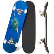 31'' Complete Skateboard 7 Layer Canadian Maple Double Kick Deck Skateboards Hawksbill sea turtle Skate Board for Beginner Adult Gifts
