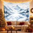 thumbnail image 3 of Frozen Mountain Lake Landscape in Snowy Forest, Serene Watercolor Winter Scene for Nature Lovers, Forest Wall Art, Housewarming Gift, Tapestry Wall Hanging for Bedroom, Living Room and Dorm, 3 of 7