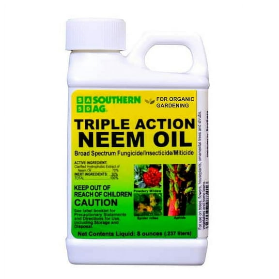 Southern Ag Triple-Action Neem Oil Concentrate, 8 oz with Controls Fungi