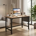 thumbnail image 4 of Demi Bonn 48" Mobile Computer Desk Workstation with 4 Smooth Casters, Small Home Office Desk Study Writing Table, Natural, 4 of 8