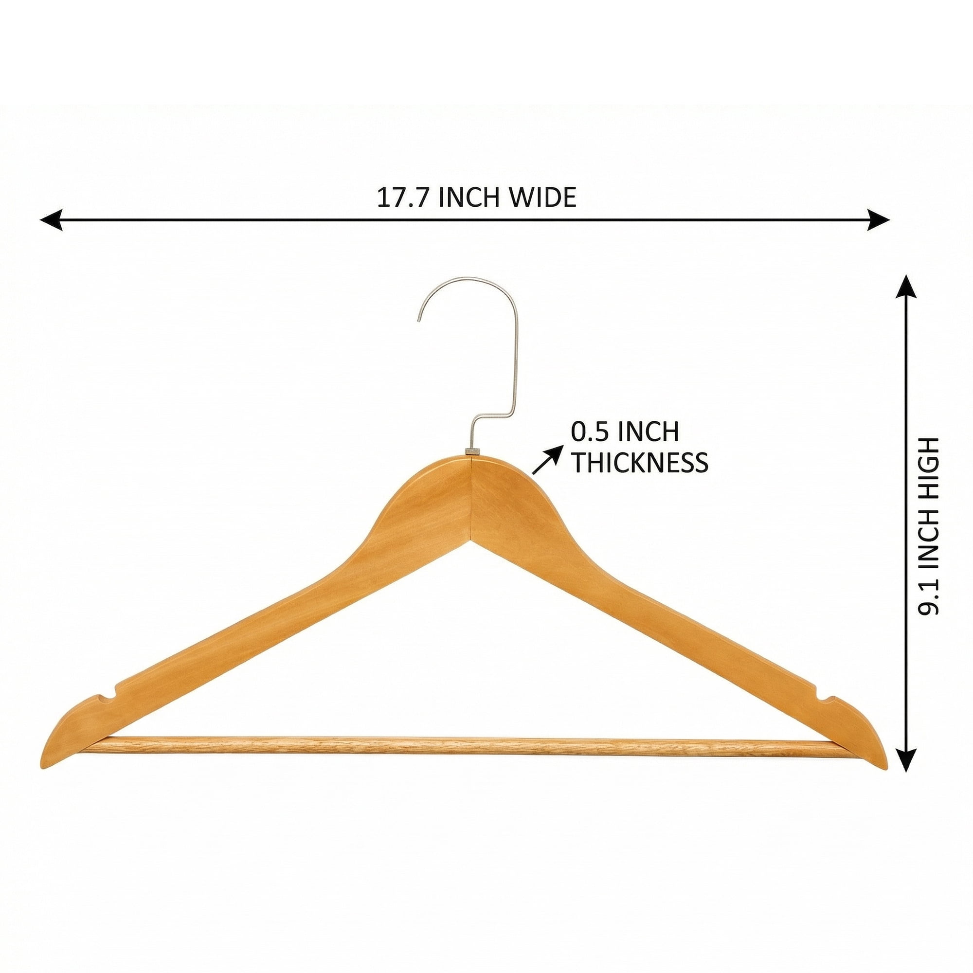 Unique Bargains 2Pcs Wood Durable Space Saving Home Clothes Hangers Flat Hook
