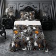 thumbnail image 2 of Erosebridal Gothic Skeleton Ghost Twin Sheets 3pcs,Halloween Black Cats Bedding,Dark Grey,1 Flat Sheet, 1 Fitted Sheet and 1 Pillowcase, 2 of 6