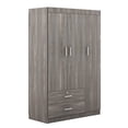 thumbnail image 3 of 3-Door Wardrobe with 2 Drawers, Wood Grain Effect in Gray Contemporary Door Type: Hinged,Wardrobes Features: Lockable,, 3 of 10