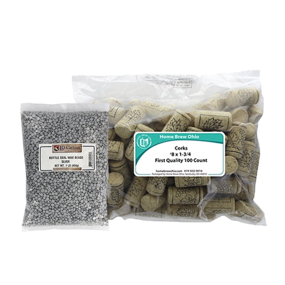 Silver Wax and Corks (8 X 1 3/4) Wine Bottling Combination