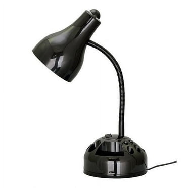 Aspen Creative 40041, One-Light High Organizer Desk Lamp with Metal Lamp Shade and Rotary Switch, Modern Design in Black, 19" High