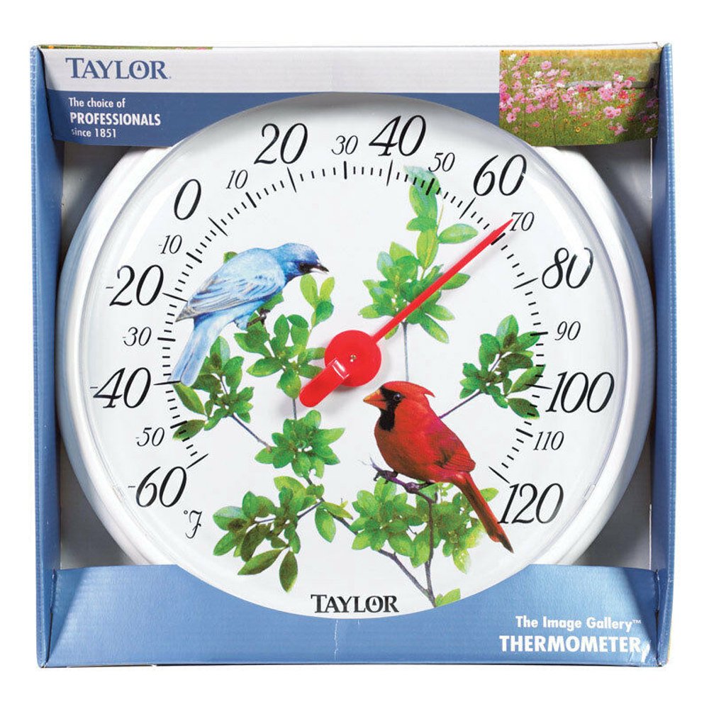 Taylor Bird Design 13.25. Indoor and Outdoor Dial Thermometer