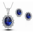 thumbnail image 2 of Paris Jewelry Oval Blue Sapphire Necklace, 6 Ct, 18K White Gold, 18 in Cable Gift for Unisex Plated, 2 of 4