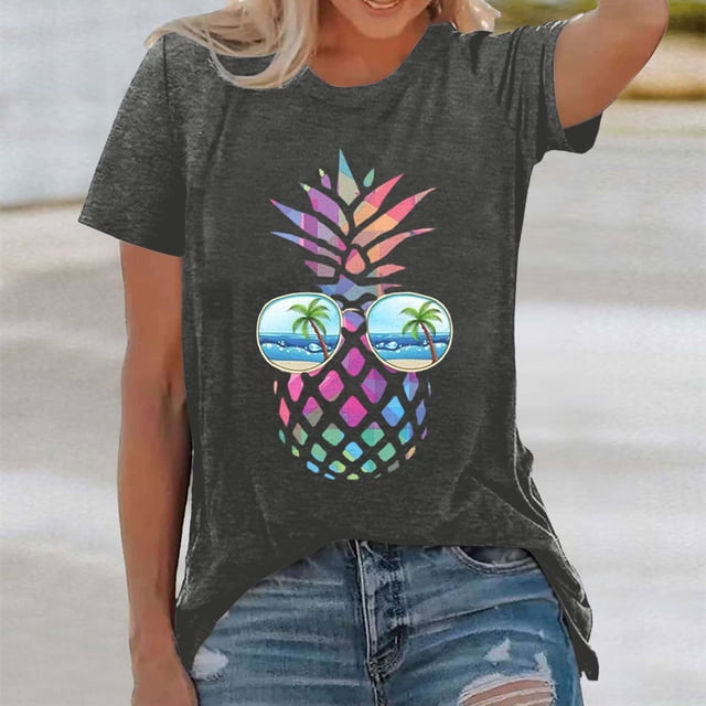 WILLBEST Shirt T - pour Femmes Haut Ample Imprimé Manches Courtes T-Shirt 5638