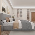 thumbnail image 6 of PAPROOS Full Size Bed Frame with USB Charging Station, Upholstered Platform Bed Frame with Gas Lift Storage Bed, Wingback Storage Headboard, No Box Spring Needed, Light Gray, 6 of 13