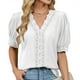 thumbnail image 2 of Eres Más Que una Camisa de Puntuación de Prueba Boho Top Manga Corta Cuello Redondo Blusa Suelta, Detalle de Encaje Color Sólido Desgaste de Verano Casual, Mezcla de Poliéster Spandex, 2 of 9
