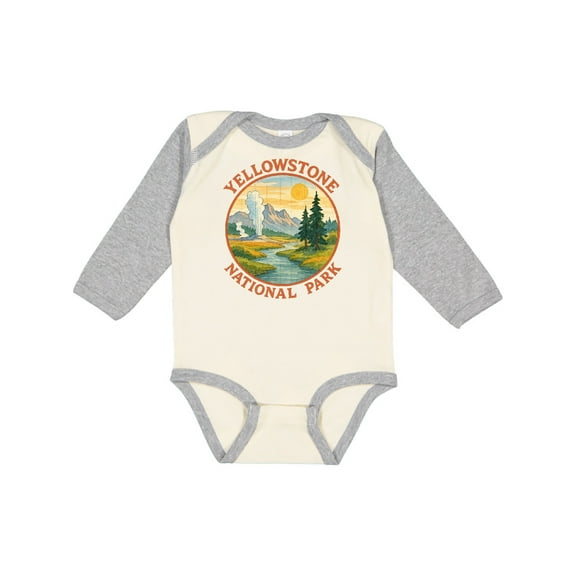 Inktastic Yellowstone National Park Vintage Design Boys or Girls Long Sleeve Baby Bodysuit