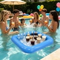 thumbnail image 6 of Summer Pool Floating Ice Bar Tray, Buoyant Fruit Beverage Serving Holder, Thickened PVC Inflatable Cup Holders, Water Entertainment Float for Pool Party Summer Activities, A-Blue, 6 of 7