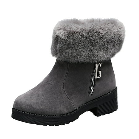 

fvwitlyh Ankle Boots for Women s Boots Wedge Heel Fashion Winter Women Snow Boots Low Heel Thick Sole Non Slip Side Flat Boots for Women Lace up