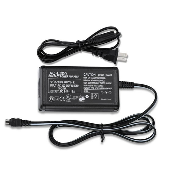 AC-L200 AC Power Adapter Charger Compatible Sony Handycam Camcorder DCR-SX40 DCR-SX41 DCR-SX44 DCR-SX45 SX60 SX63 SX65 SX83 SX85 DCR-CX190 HDR-CX210 HDR-CX220 CX330 CX380 CX390 CX625 CX230 CX675