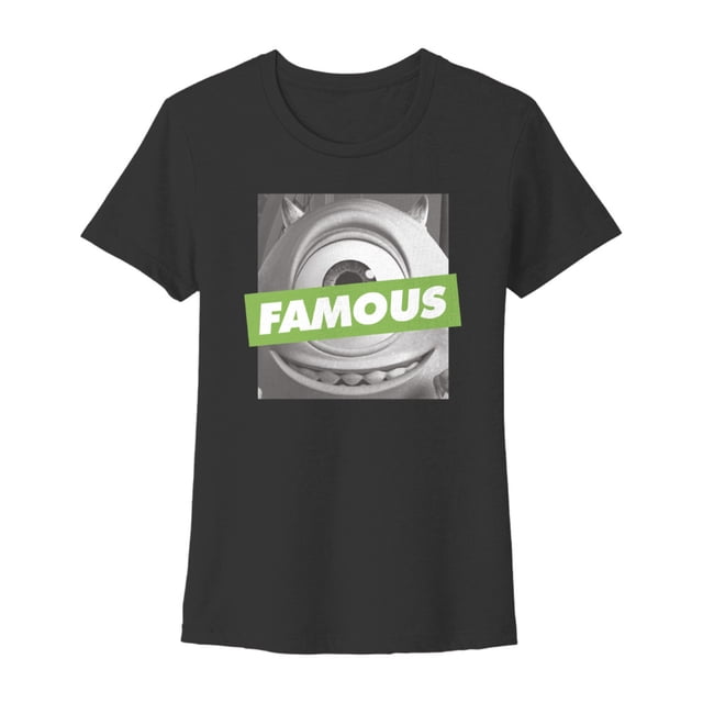 Playera Monsters inc para Mujer, Cuello Redondo Manga Corta Negro Talla EG