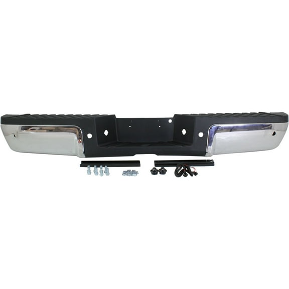 Step Bumper Compatible with FORD F-SERIES SUPER DUTY P/U 2008-2012 ASSEMBLY Chrome Face/Black Pad Steel All Cab Types with ROS Holes