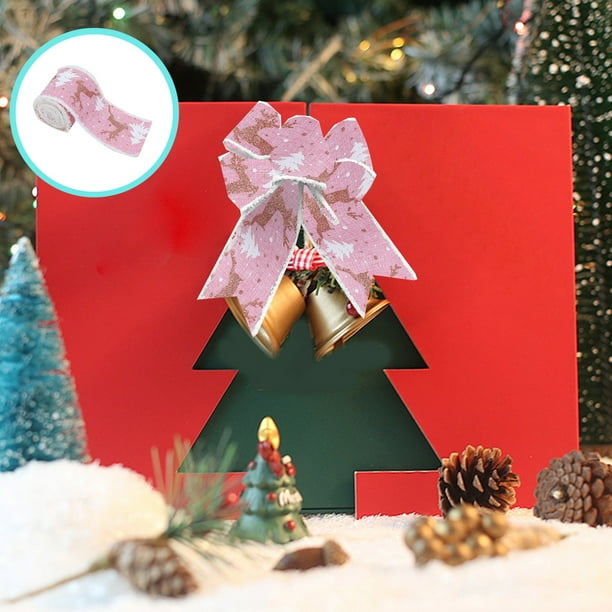 Caja de Regalo con Lazo de Cinta de Terciopelo Blanco y Ribete Navideño.