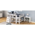thumbnail image 5 of Full Size Low Loft Bed with Rolling Portable Desk, Drawers and Shelves, White, 5 of 9